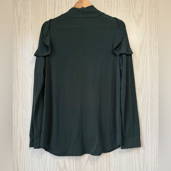 Ann Taylor LOFT Forest Green Ruffle Shoulder Mock Neck Top Sz XL NWT - Picture 4 of 4